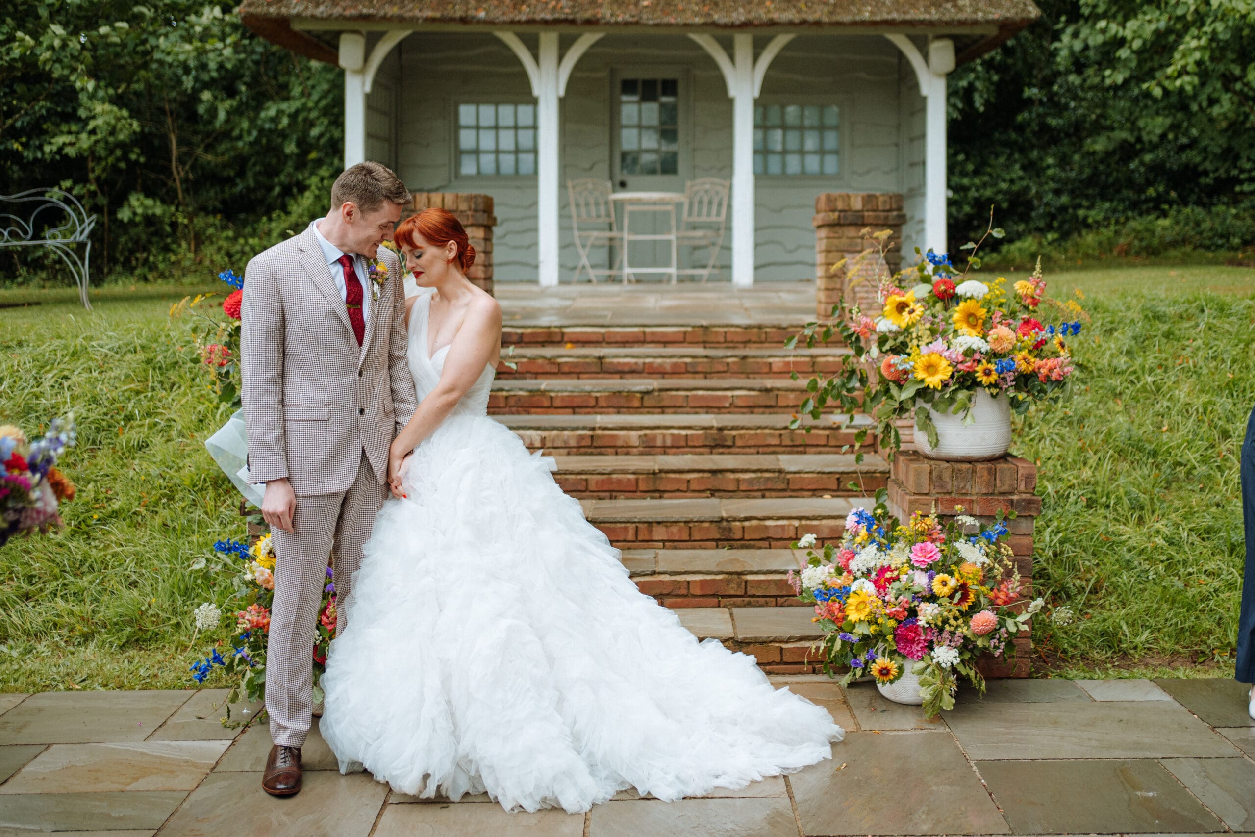 Bride and Groom summer wedding ceremony in the gardens of Deer Park, by Hannah Wilde Photography