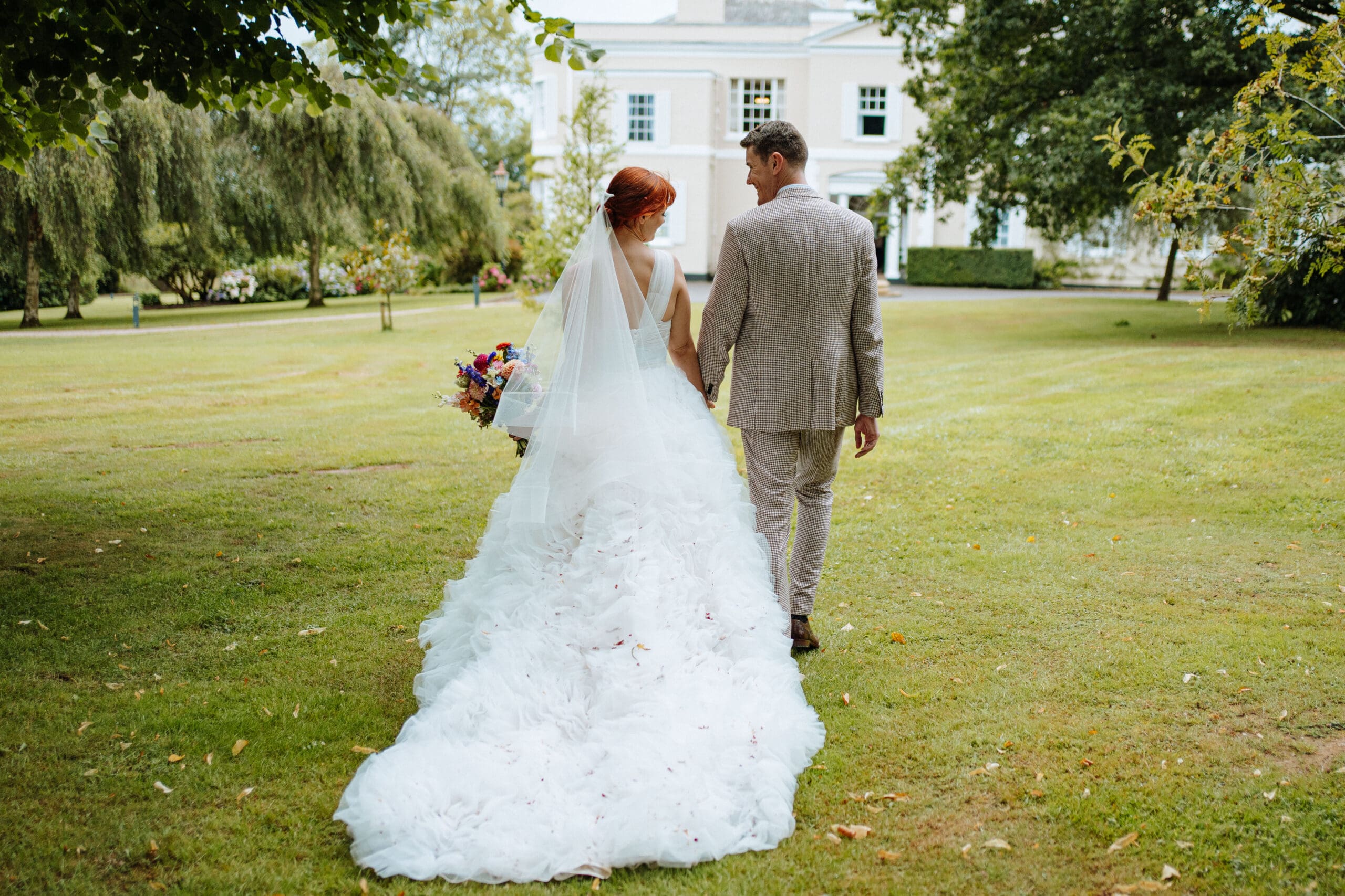 Bride and Groom summer wedding in the gardens of Deer Park, by Hannah Wilde Photography